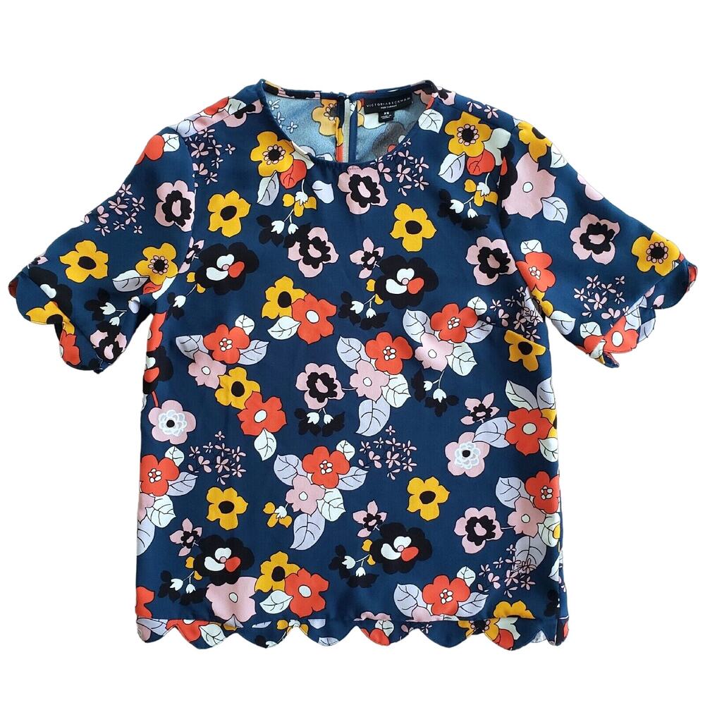 Victoria Beckham Top Women XS Colorful Floral Cottagecore Dainty Twee Kawaii Mod